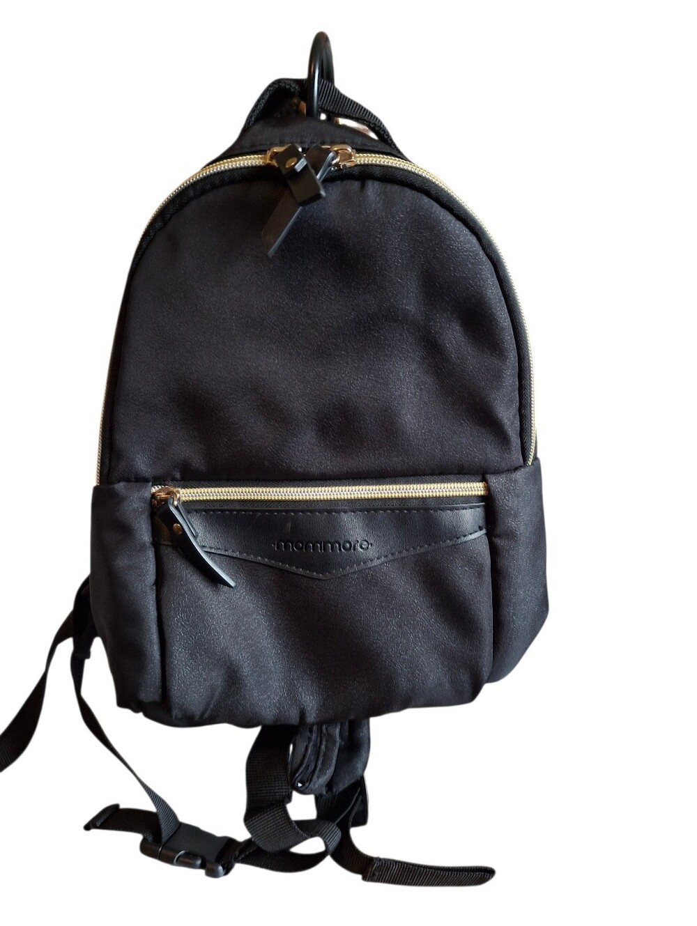 Mommore Black Nylon Mini Backpack